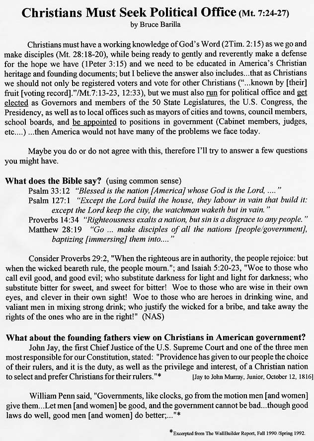 Christians must seek Political Office page103