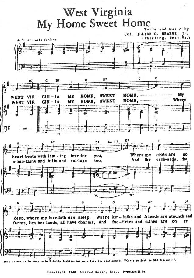 WV My Home Sweet Home song 102