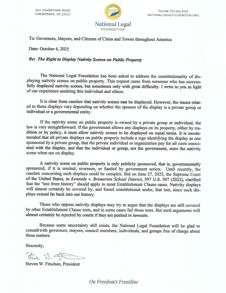 Nativity legal letter 2025